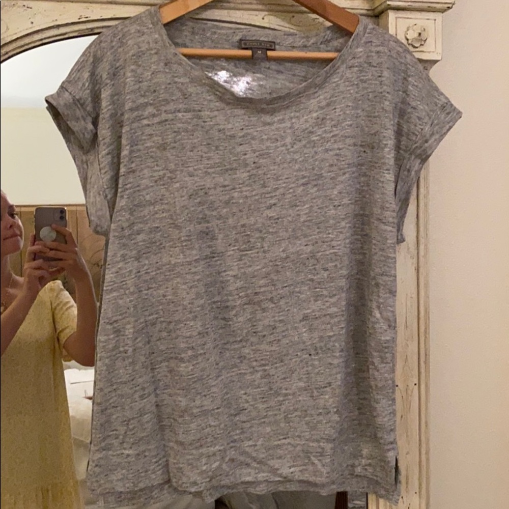 Grey J. Crew tshirt with folded sleeve detail